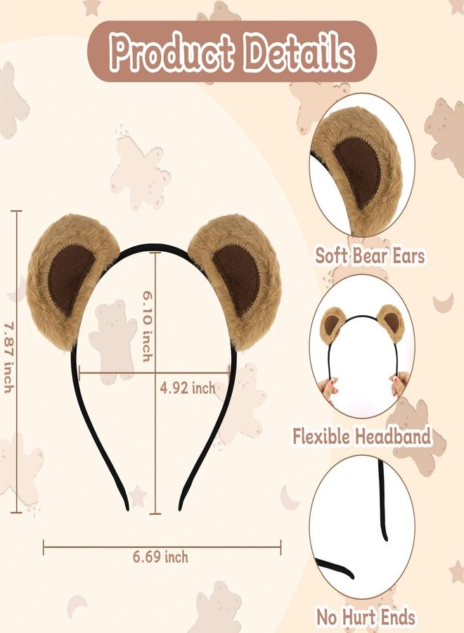Amariver Bear Ears Headband for Women Cute Bear Hairband Ear Bear Animal Cosplay Plush Bear Headband Halloween Costume Headwear - Image 2